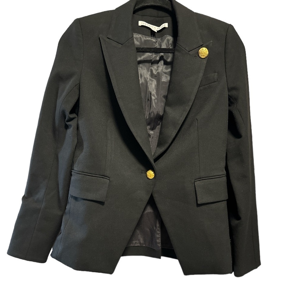 VERONICA BEARD black w/gold buttons Jacket blazer sz 2